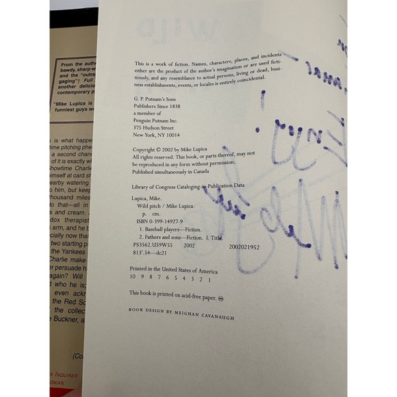 Mike Lupica Wild Pitch Signed First Edition Hardcover Baseball Fiction Book - Picture 4 of 5